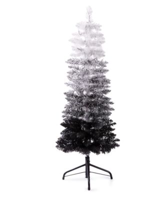 Holiday Lane - Black & White Flocked Pencil Tree