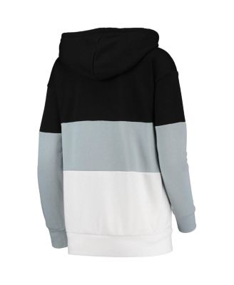 Women's Black and Gray Chicago White Sox Block and Tackle Colorblock Pullover Hoodie