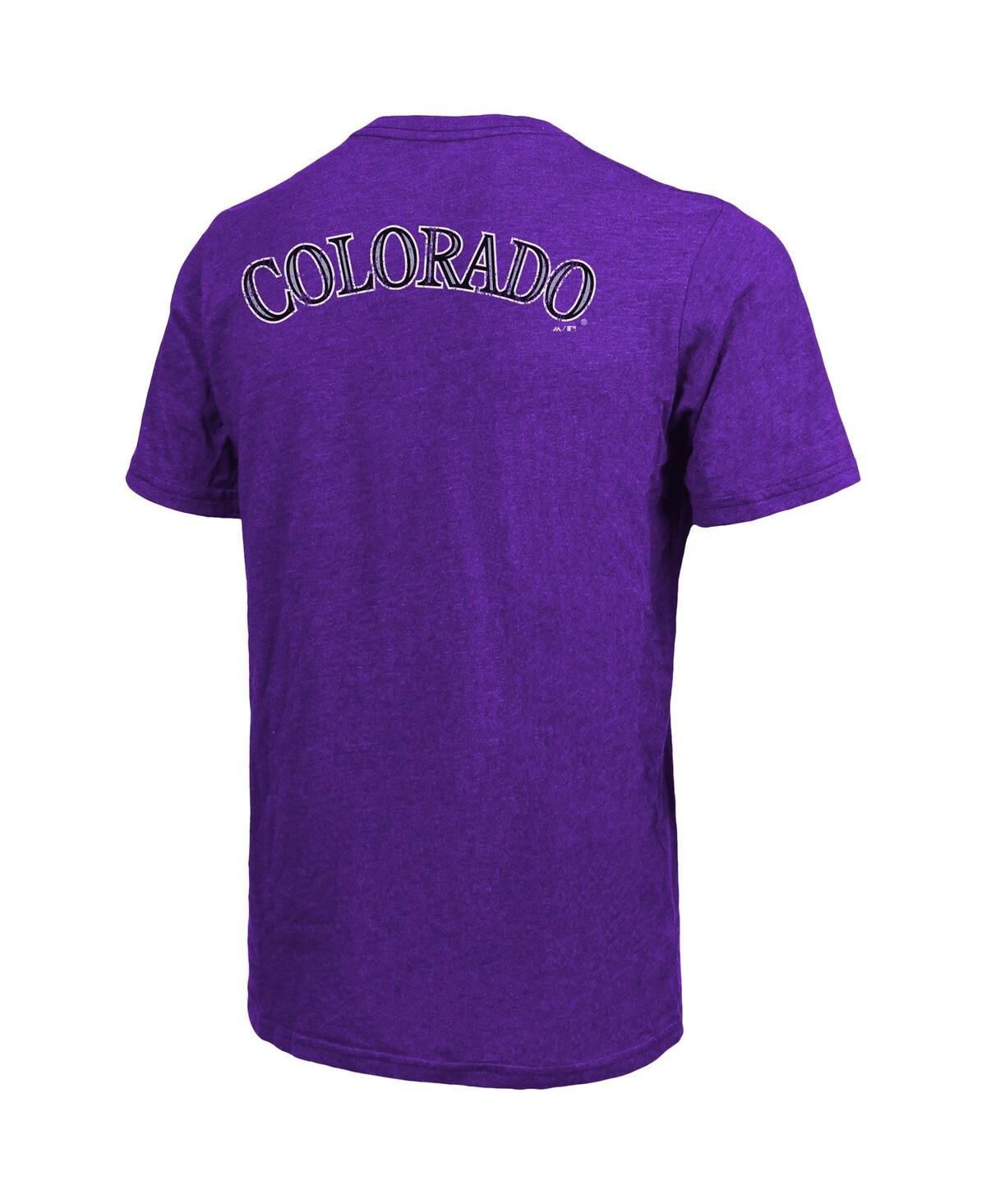 Shop Majestic Men's  Threads Purple Colorado Rockies Throwback Logo Tri-blend T-shirt