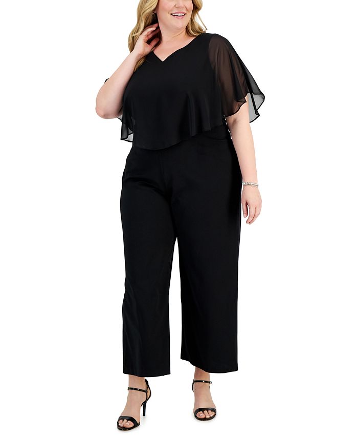 Connected Plus Size Overlay Jumpsuit - Macy's