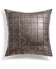 Pleated Faux Leather Decorative Pillow, 18" x 18", Created for Macy's