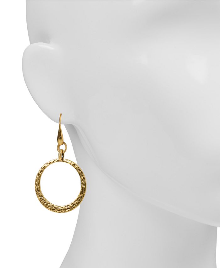 Patricia Nash Gold-Tone Hammered Drop Hoop Earrings - Macy's