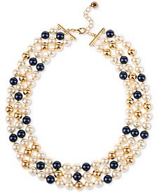 Gold-Tone Imitation Pearl Multi-Strand Collar Necklace, 17" + 2" extender, Created for Macy's