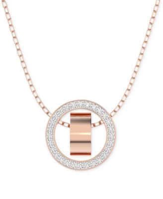 Swarovski - Rose Gold-Tone Crystal Circle 29-1/2" Adjustable Pendant Necklace