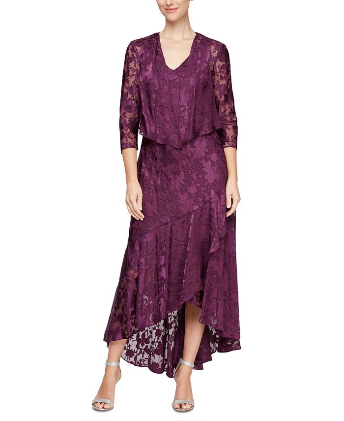 Alex Evenings Women's Embellished High-Low Tulip-Hem Lace Dress & Jacket &  Reviews - Dresses - Women - Macy's