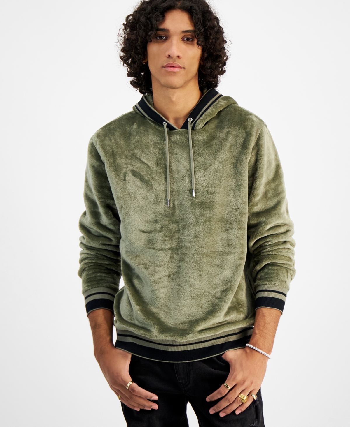 Inc International Concepts I.n.c. International Concepts Men s Regular Fit Ribbed Velour Hoodie Created for Macy s Smart Closet