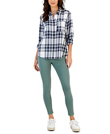Petite Plaid Perfect Shirt & Pull-On Leggings, Created for Macy's