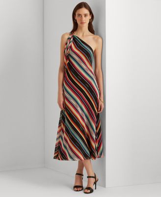 Striped One Shoulder Dress