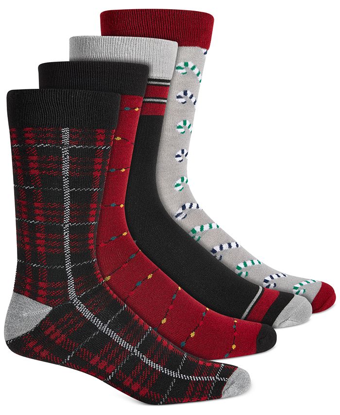 Club Room Men's 4Pk. Holiday Patterned Crew Length Socks, Created for Macy's Macy's