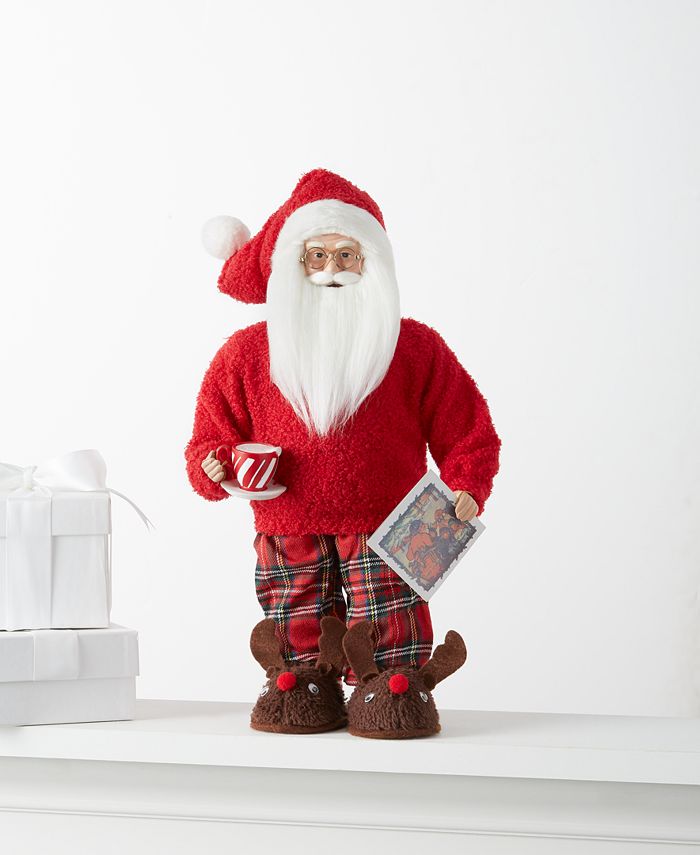 Holiday Lane Santas 18"H Fabric Standing Pajama Santa, Created for Macy
