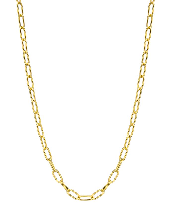 Macys Paperclip Link 18 Chain Necklace In 14k Gold Plated Sterling Silver Macys 