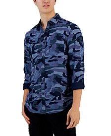 Men's Camo Print Button-Front Long-Sleeve Pocket Shirt, Created for Macy's