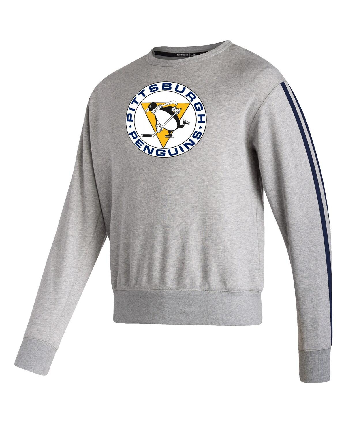 Shop Adidas Originals Men's Adidas Heathered Gray Pittsburgh Penguins Team Classics Vintage-like Pullover Sweatshirt
