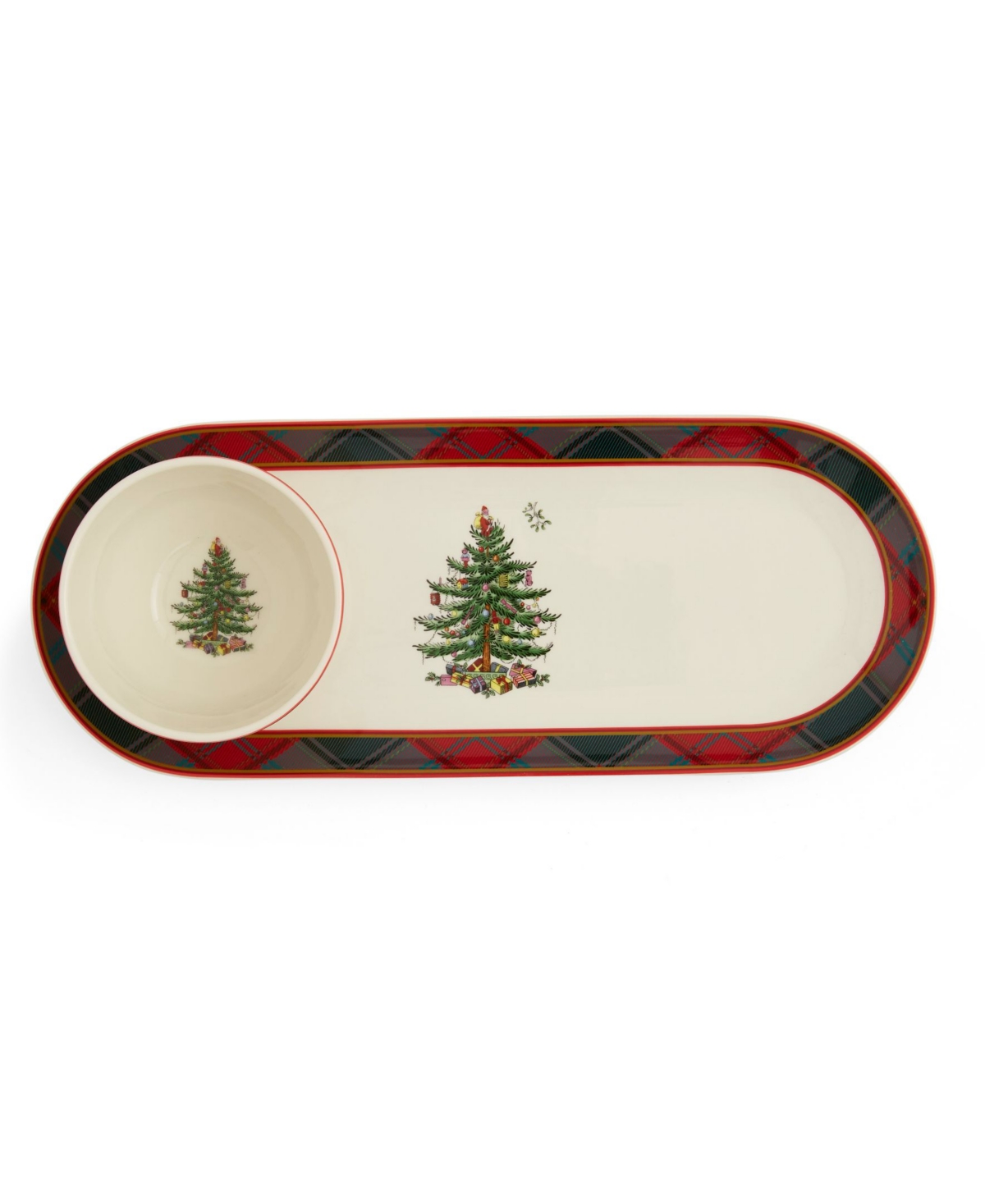 Spode Christmas Tree Chip and Dip Set