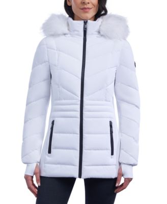 MICHAEL Michael Kors Women's Faux-Fur-Trim Hooded Puffer Coat, Created for Macy's