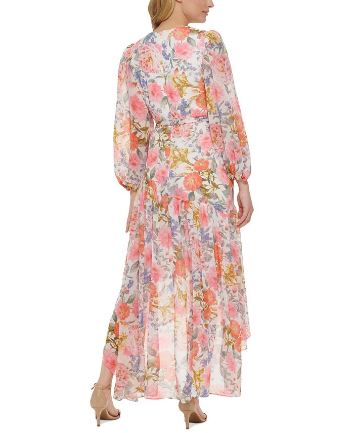 Eliza J Women's Floral-Print High-Low Maxi Dress - Macy's