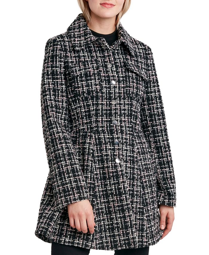 Laundry by Shelli Segal Women's Single-Breasted Skirted Tweed Coat - Macy's