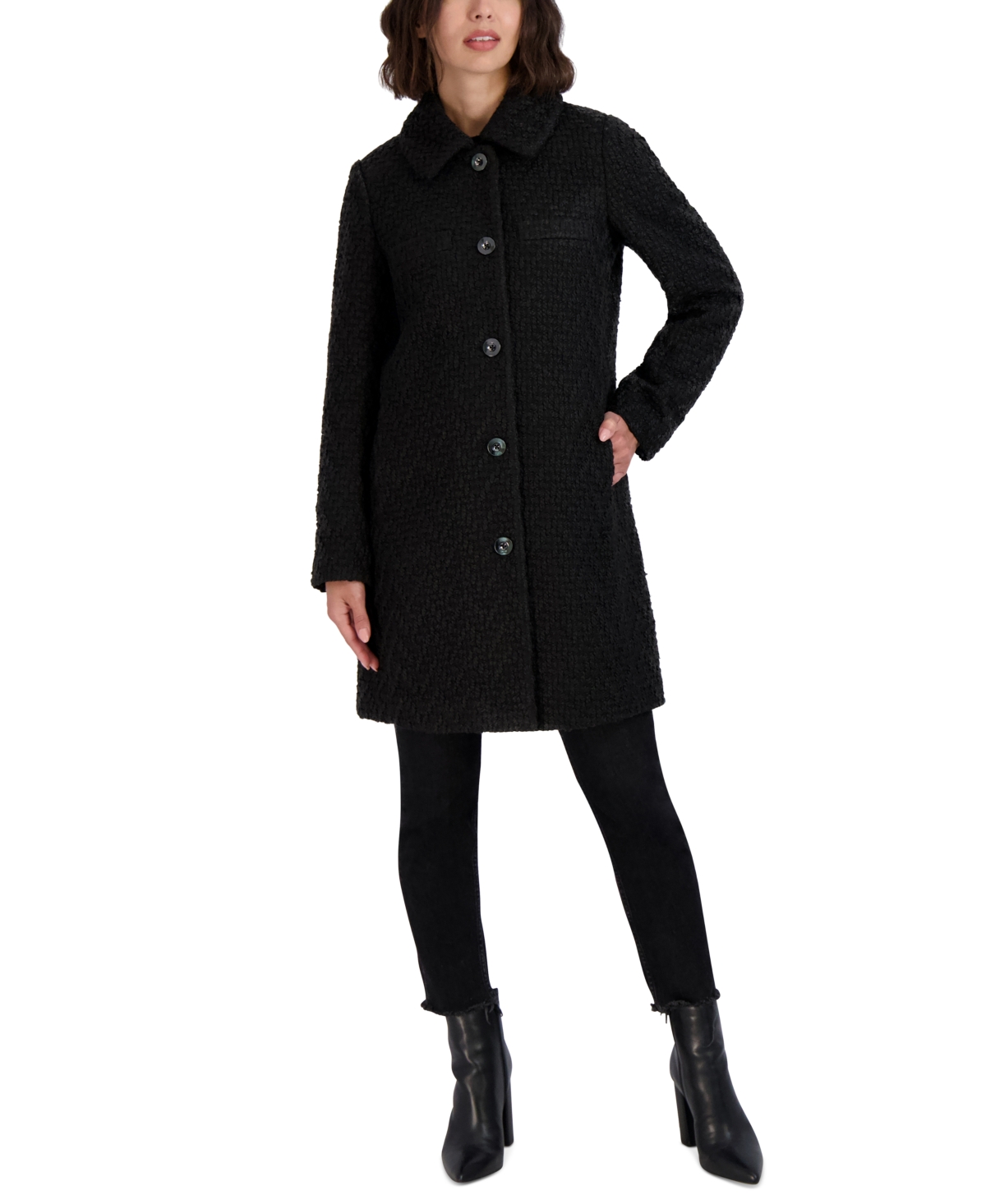 Laundry By Shelli Segal Women's Club-collar Boucle Coat In Black
