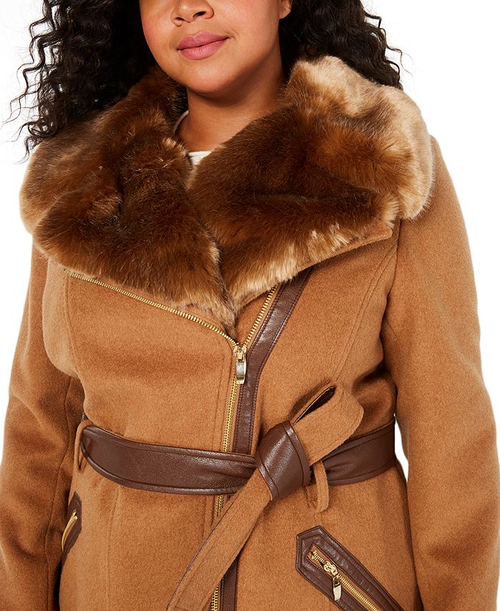 The Sienna Faux-Fur Collar Wrap Coat main image 1