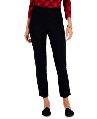 Women's Mid-rise Ponte-knit Pants With Tummy Control, Created For Macy's In  Deep Black