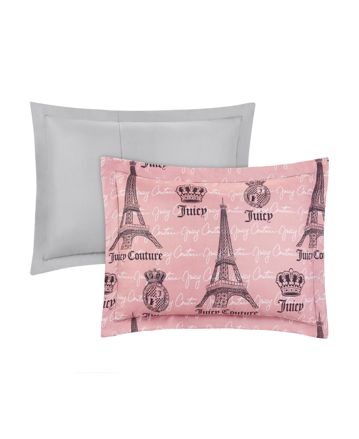 Shop Juicy Couture Juicy In Paris 3-piece Duvet Set, Queen In Pink,black,gray