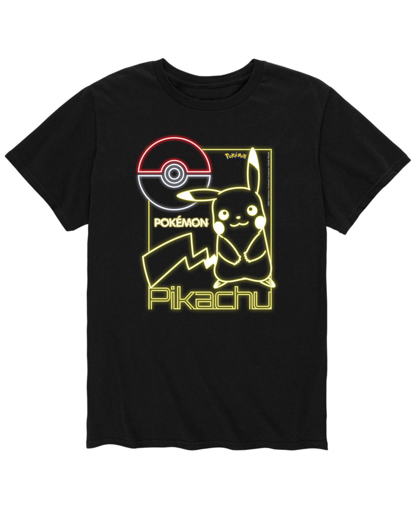 Мужская футболка AIRWAVES Pokemon Neon Pikachu, цвет: Чёрный — фото 1