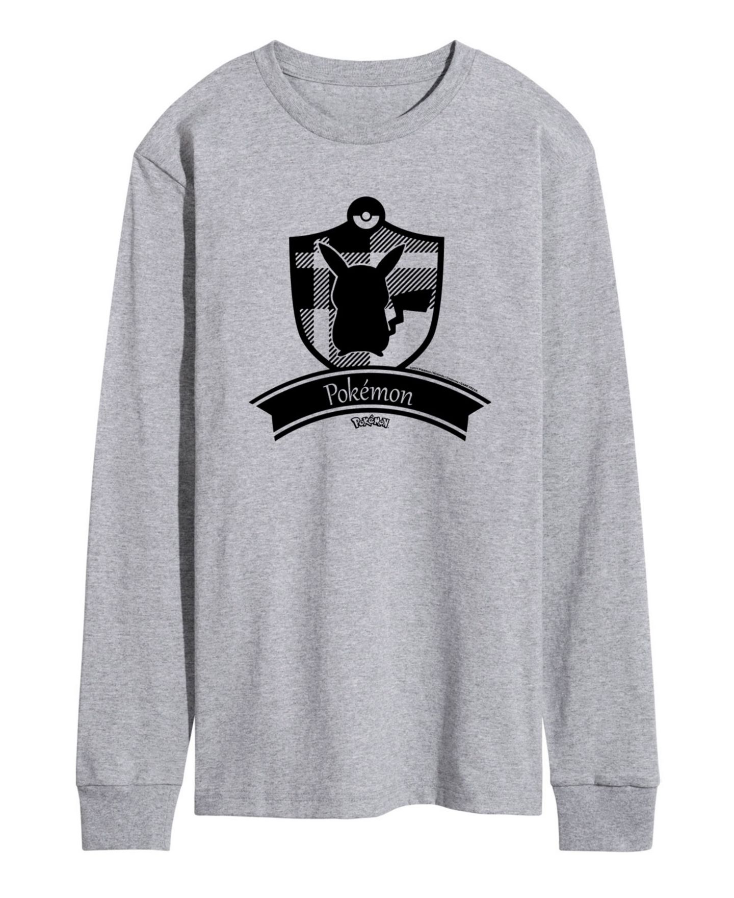 Мужская футболка AIRWAVES Pokemon Plaid Shield Long Sleeve, цвет: Серый — фото 1