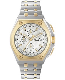 Men's Chronograph Plein Extreme Two-Tone Guilloché Stainless Steel Bracelet Watch 44mm