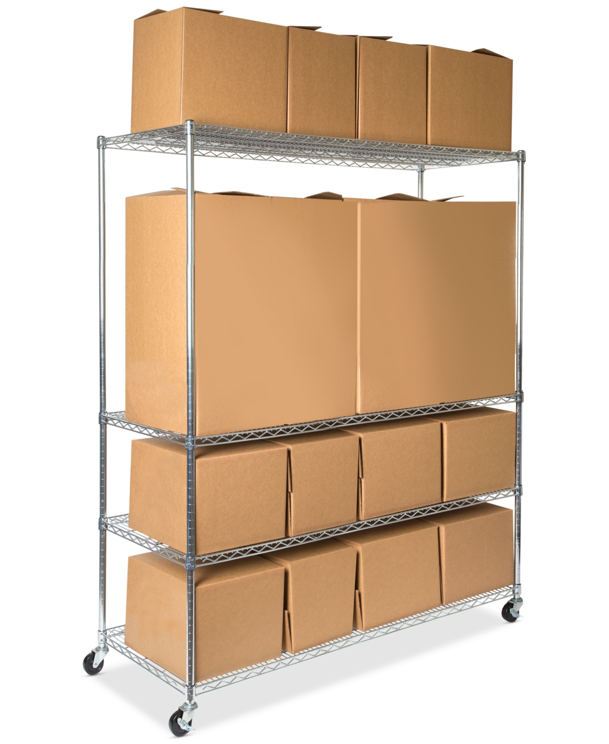 Seville Classics Mega Rack 4-tier Nsf Steel Wire Shelving In Chrome
