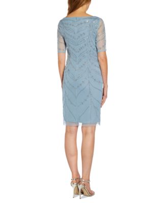 Beaded Elbow-Sleeve Dress 