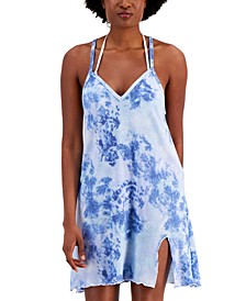 Juniors' Knotted Tie-Dye-Print Cover-Up Dress, Created for Macy's
