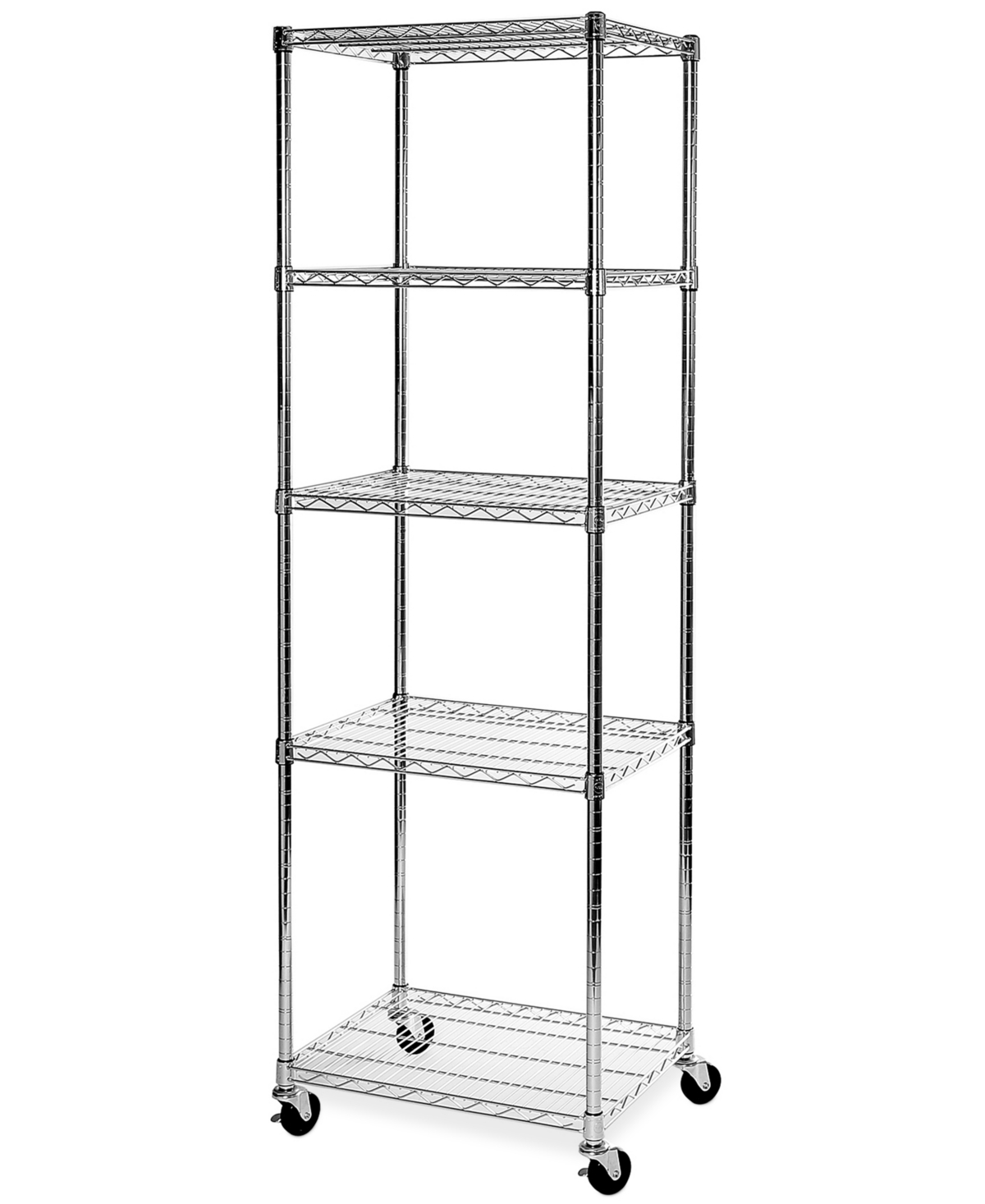 Seville Classics Ultradurable Commercial-grade 5-tier Nsf-certified Steel Wire Wheeled Shelving In Chrome