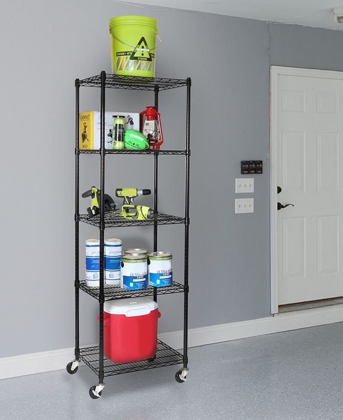 Seville Classics UltraDurable CommercialGrade 5Tier NSFCertified Steel Wire Wheeled Shelving