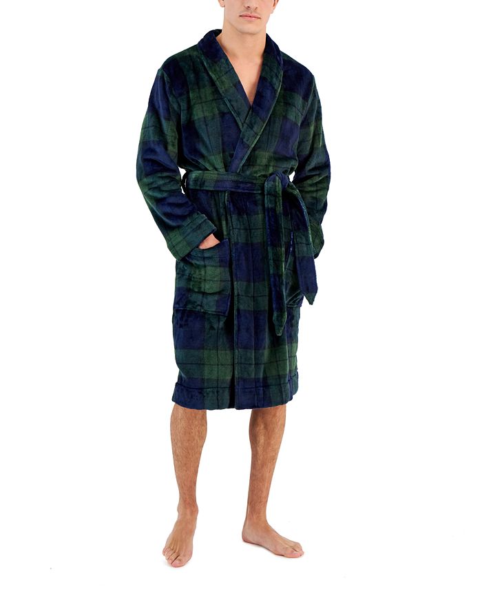 Club Room Men's Plush Pajama Robe, Created for Macy's - Macy's