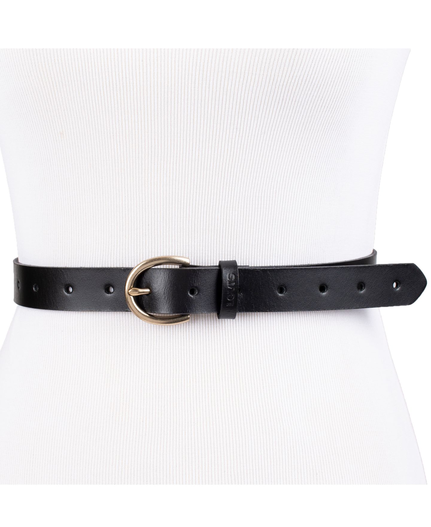Женский ремень Levi's Slim Adjustable Perforated Leather, цвет: Чёрный — фото 2