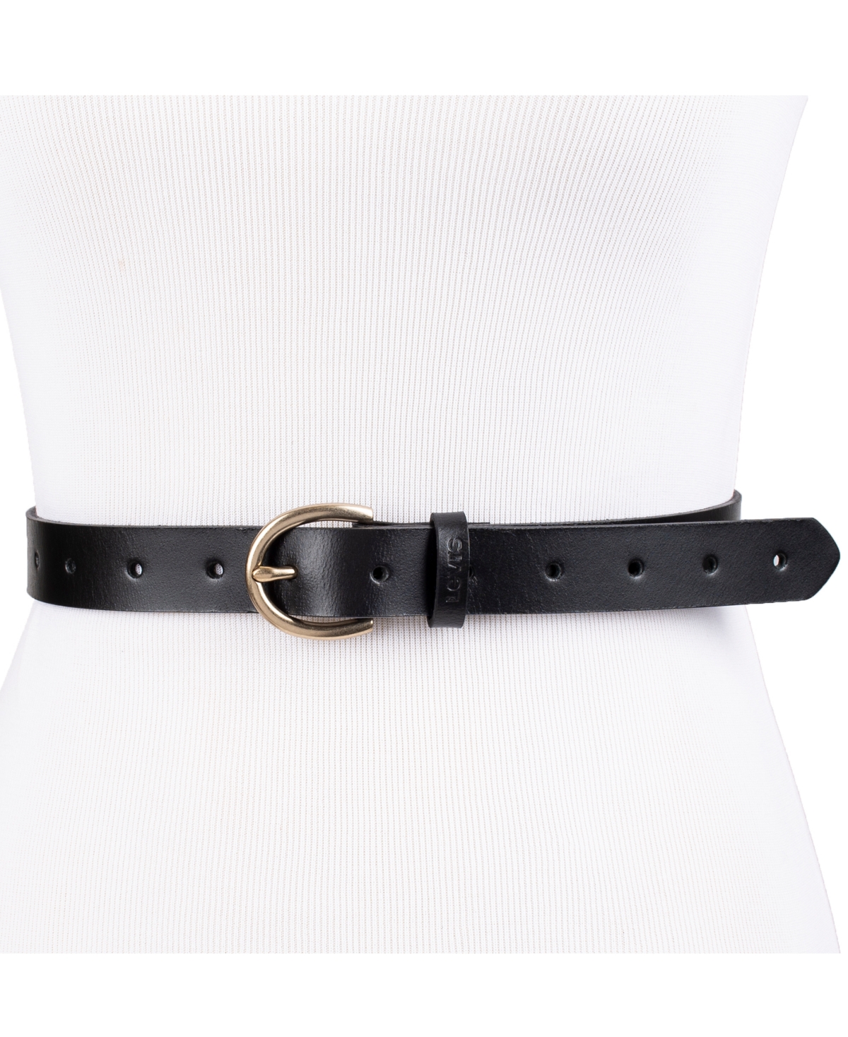 Shop Levi's Women's Slim Adjustable Perforated Leather Belt In Black