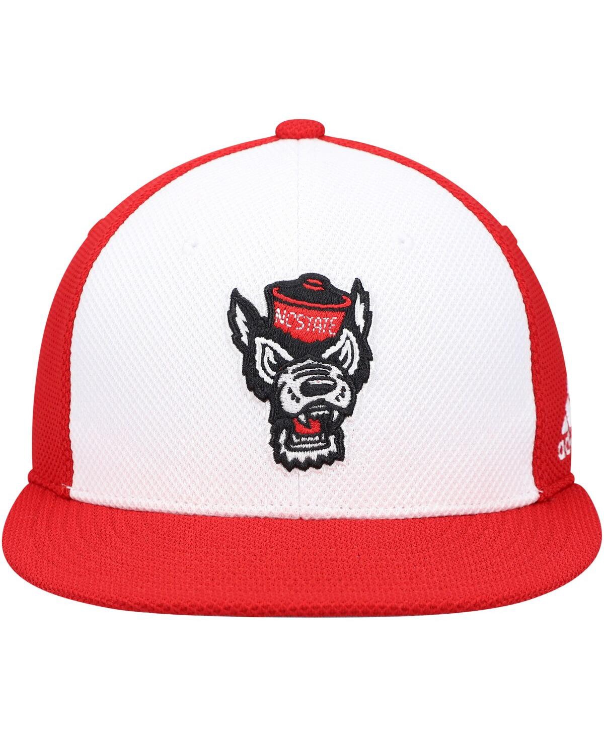 Shop Adidas Originals Men's Adidas White And Red Nc State Wolfpack On-field Baseball Fitted Hat In White,red