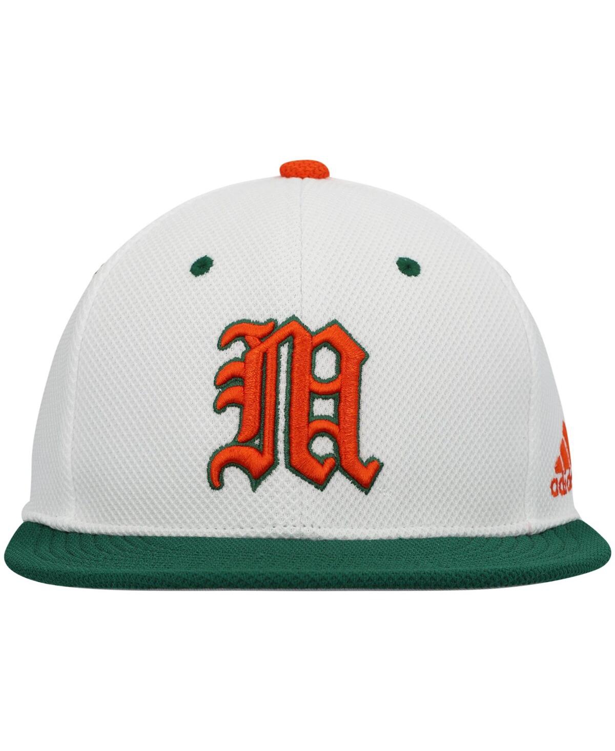 Shop Adidas Originals Men's Adidas White And Green Miami Hurricanes On-field Baseball Fitted Hat In White,green
