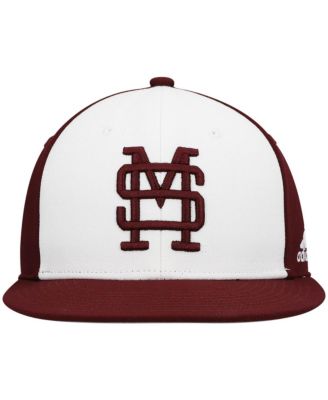 Men's White and Maroon Mississippi State Bulldogs Team On-Field Baseball Fitted Hat