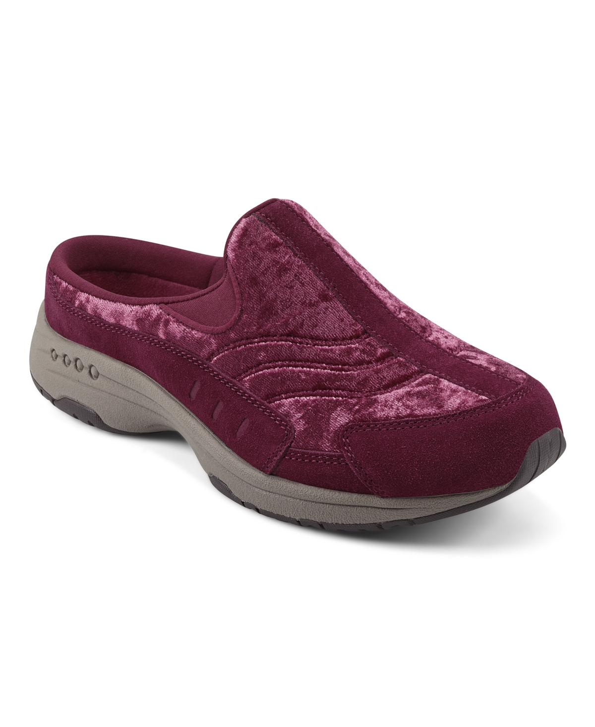 Shop Easy Spirit Women's Traveltime Round Toe Casual Slip-on Mules In Dark Rose,suede And Textile