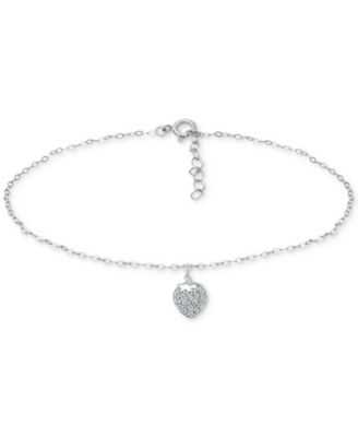Cubic Zirconia Strawberry Charm Ankle Bracelet