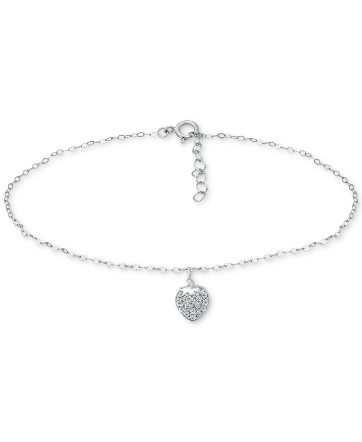 Giani Bernini Cubic Zirconia Strawberry Charm Ankle Bracelet, Created for Macy's