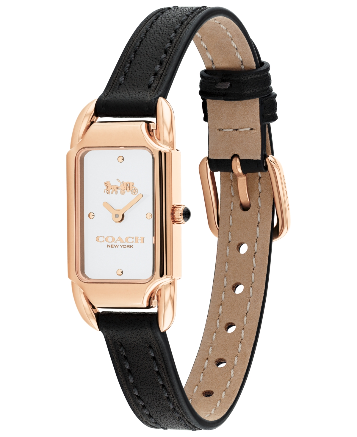 Coach Women's Cadie Black Leather Strap Watch 17.5mmX28.5mm