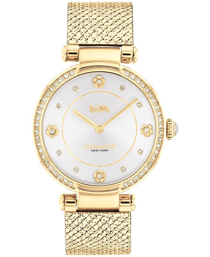 COACH Women s Cary Gold tone Mesh Bracelet Watch 34mm Macy s