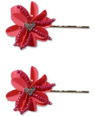 Photo 1 of INC International Concepts 2-Pc. Gold-Tone Crystal & Bead Flower Bobby Pin Set,