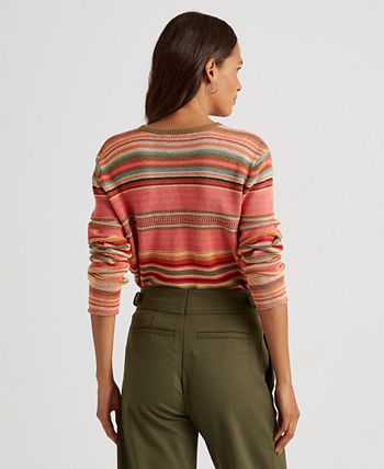 Lauren Ralph Lauren Striped Cotton-Blend Sweater - Macy's