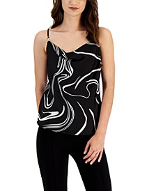 Women's Marble-Print Cowlneck Camisole, Created for Macy's 
