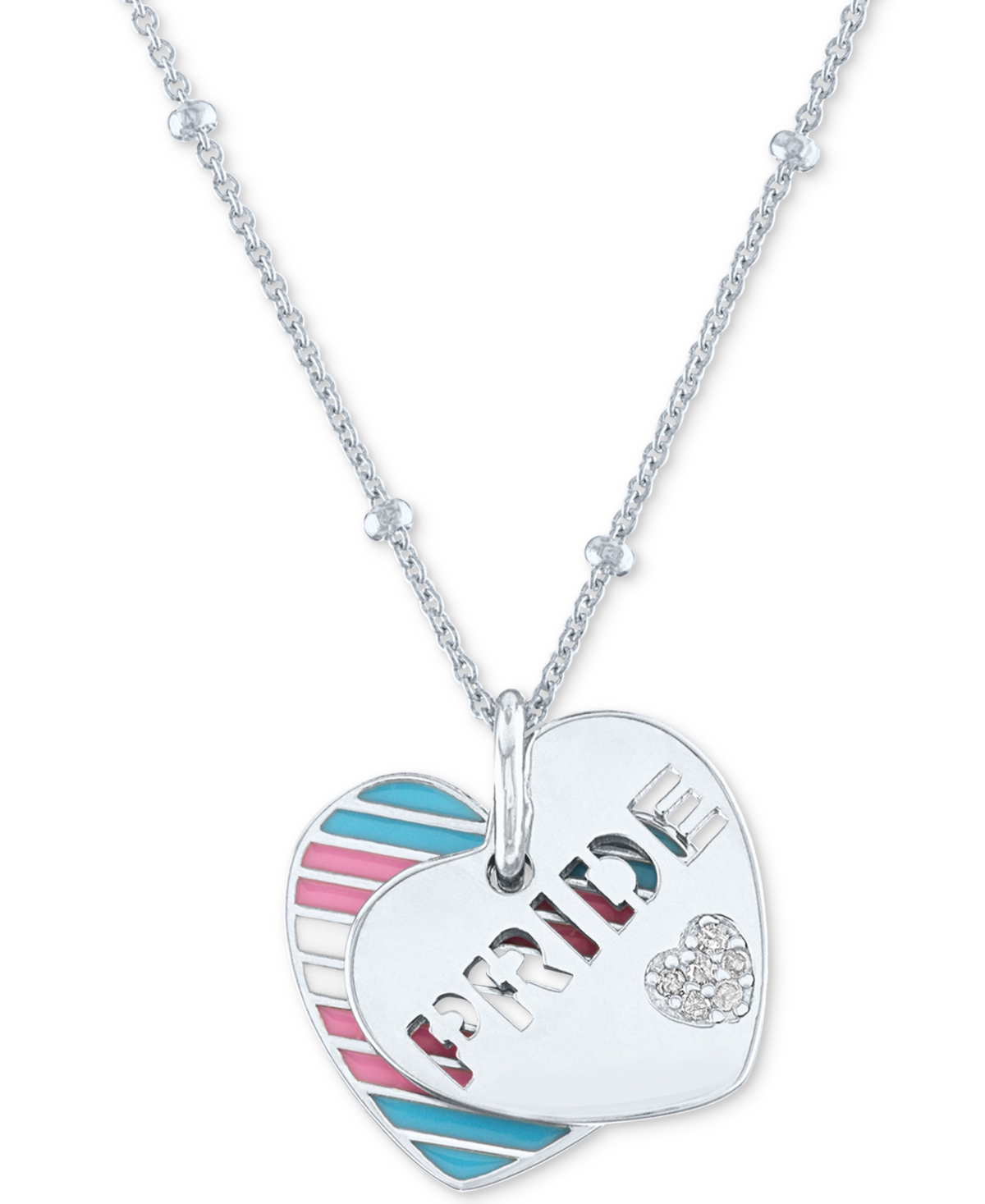 Diamond Accent & Enamel Pride Double Heart 18