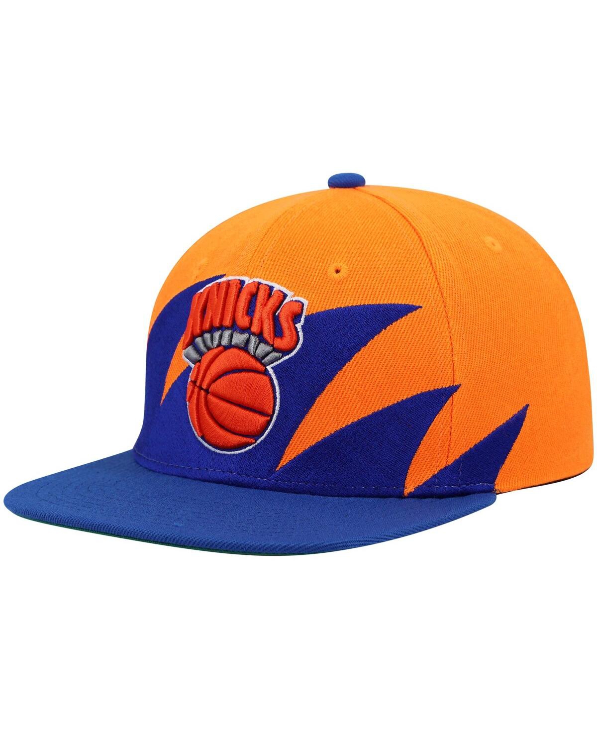 Men's Mitchell & Ness Blue New York Knicks Hardwood Classics Sharktooth Snapback Hat - Blue