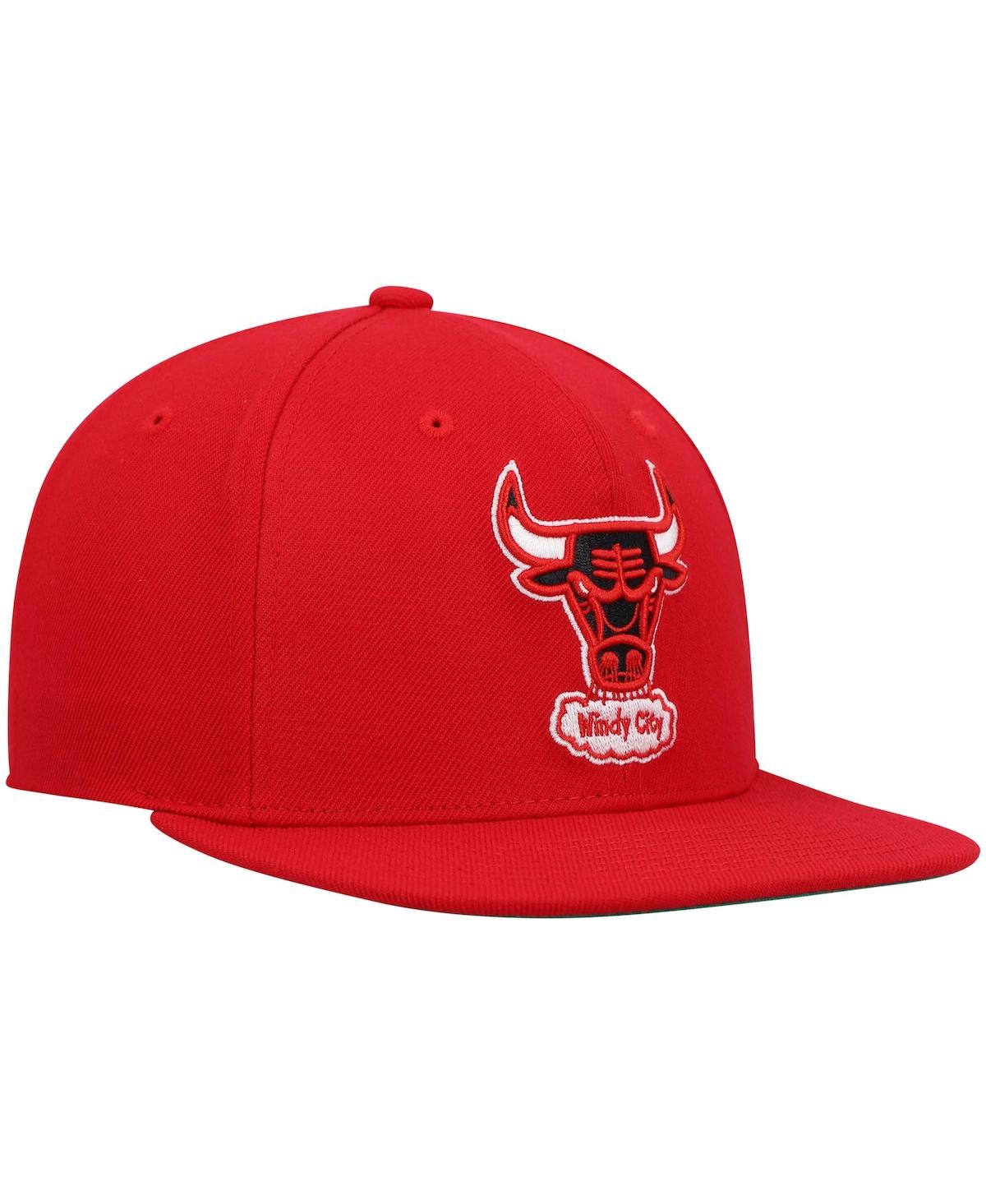 Shop Mitchell & Ness Men's  Red Chicago Bulls Hardwood Classics Team Ground 2.0 Snapback Hat